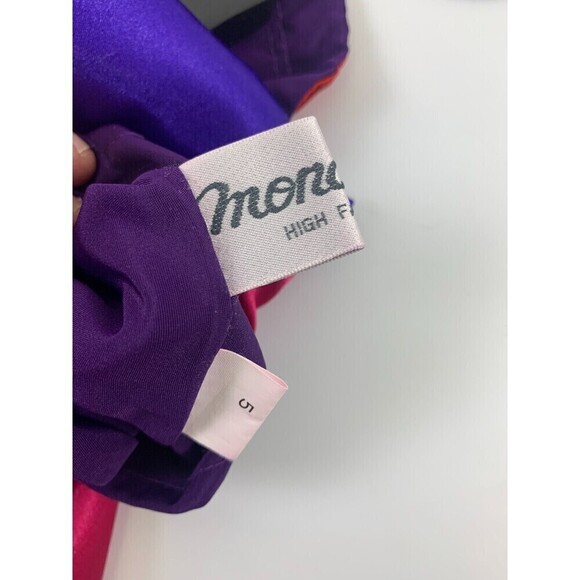 BOGO Monaliza Satin Jacket Vintage Reversible Purple Multi Geo Full Zip Pocket L - Picture 9 of 16